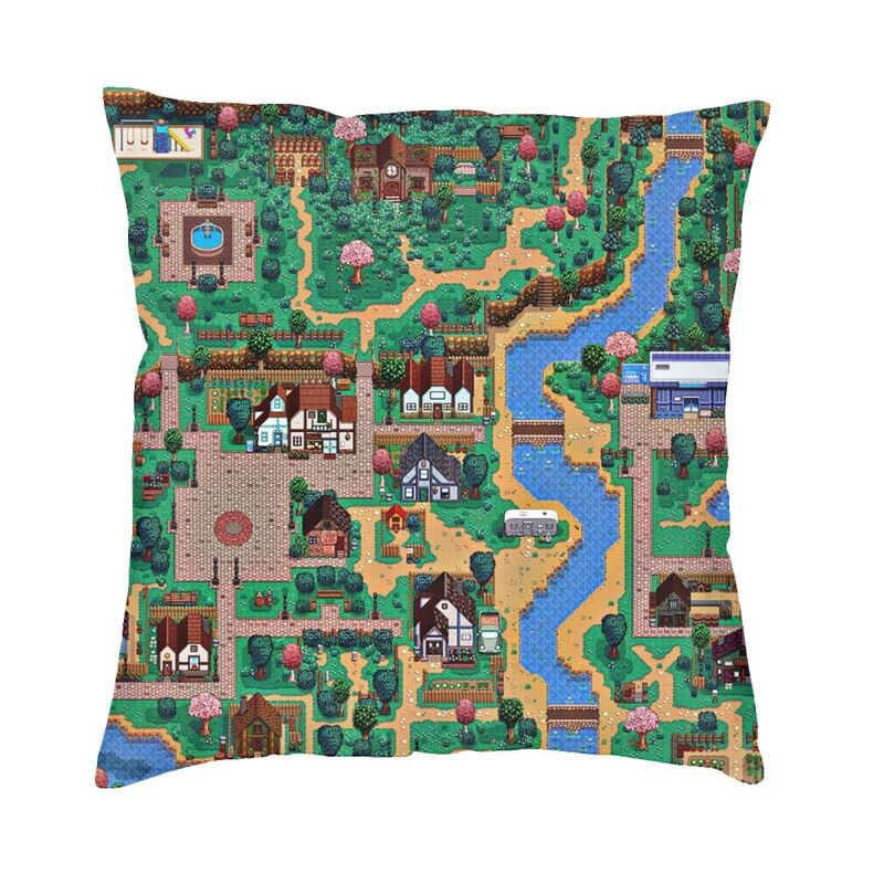 3D Printing Videos - Stardew Valley Town Map غطاء الوسادة