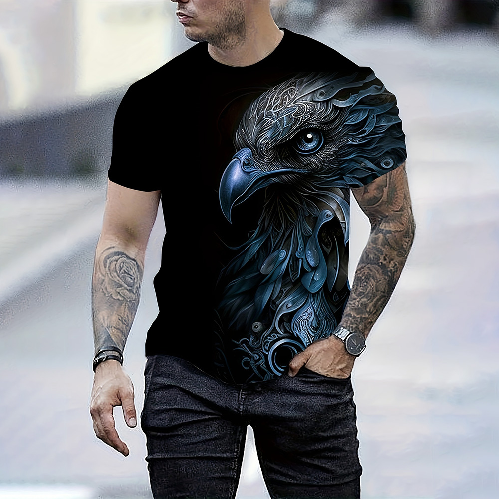 تي شيرت رجالي بتصميم نسر ثلاثي - مراجعة 3D Printing Eagle وسعره