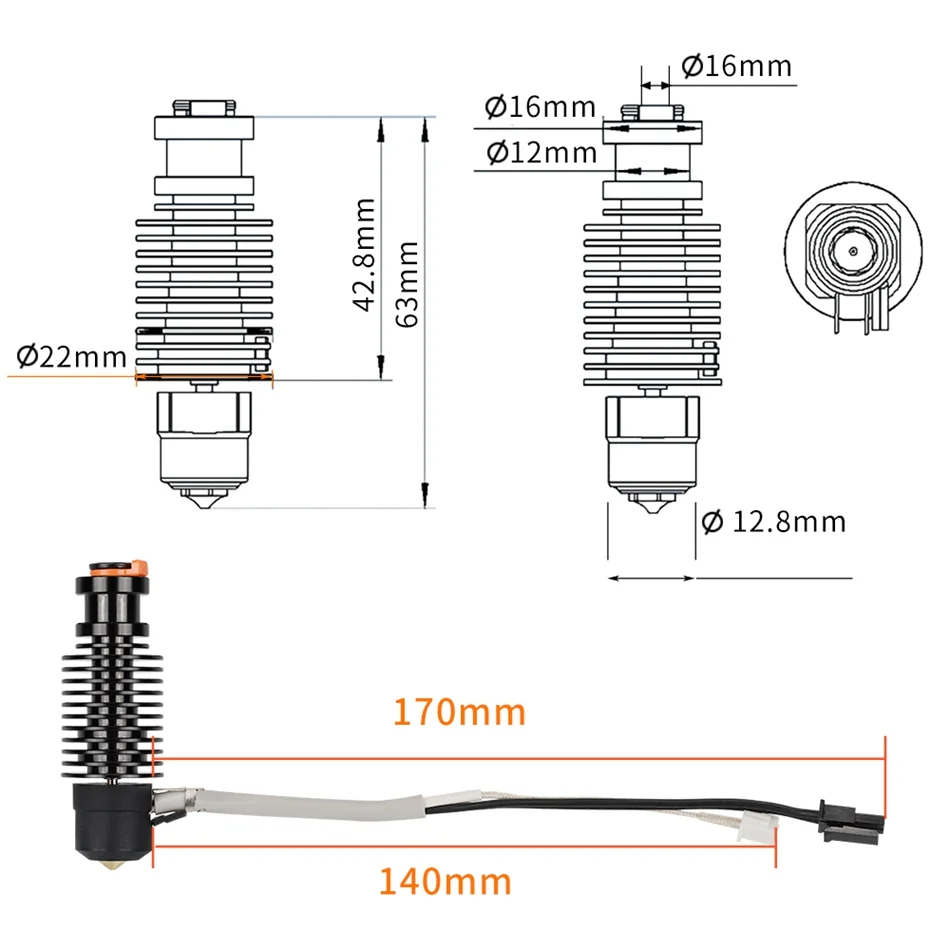 بركان Hotend E3D V6 24 فولت 50 - مراجعة 3D Printing Ender وسعره